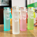 Clear Colorful Letter Glass Water Bottle with Cover Frosted Portable Bottle Glass